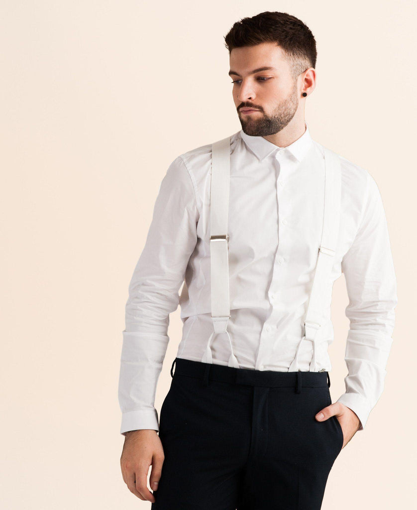 Alabaster Lite - Formal White Suspenders - JJ Suspenders