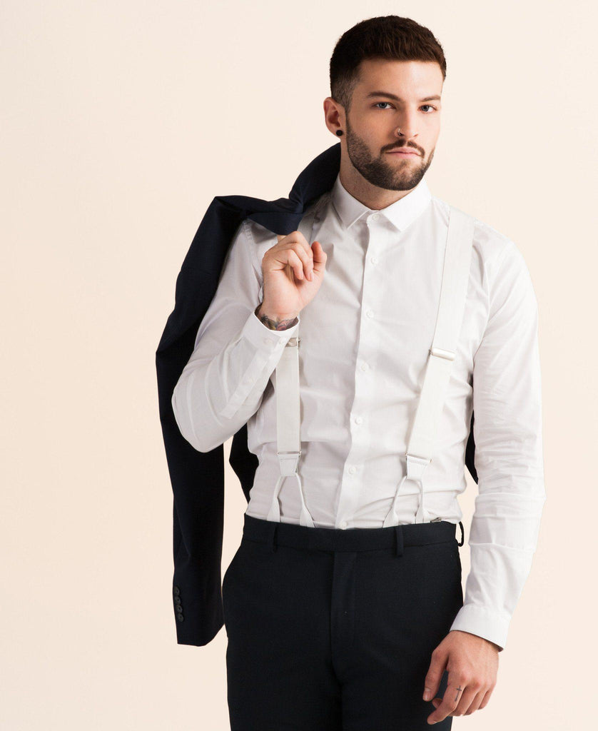 Alabaster Lite - Formal White Suspenders - JJ Suspenders