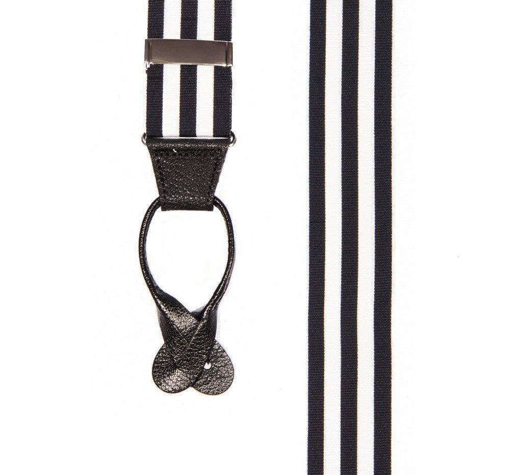 Bar None - Black & White Striped Suspenders - JJ Suspenders