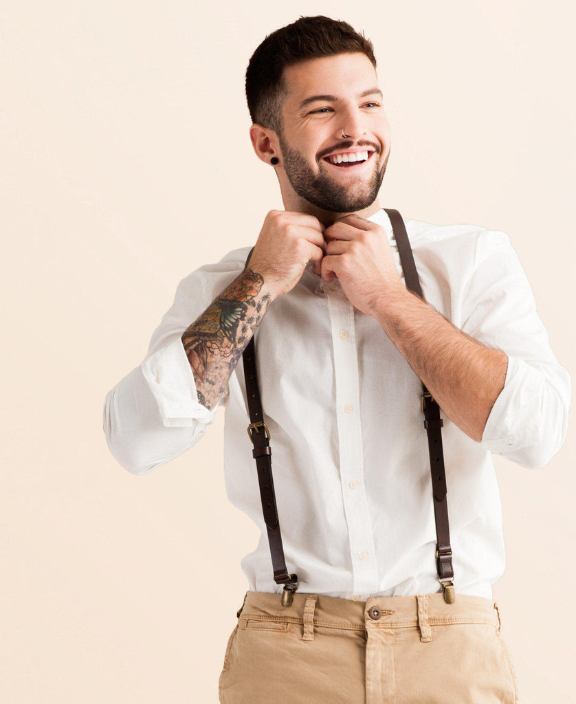 Chestnut Java - Brown Leather Suspenders - JJ Suspenders