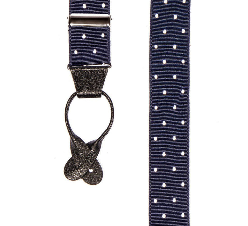 Into The Blue - Spotted Navy & White Suspenders - JJ Suspenders