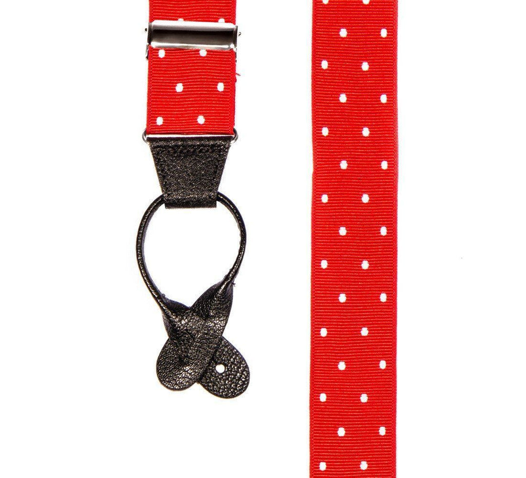 Very Cherry - Spotted Red & White Suspenders - JJ Suspenders