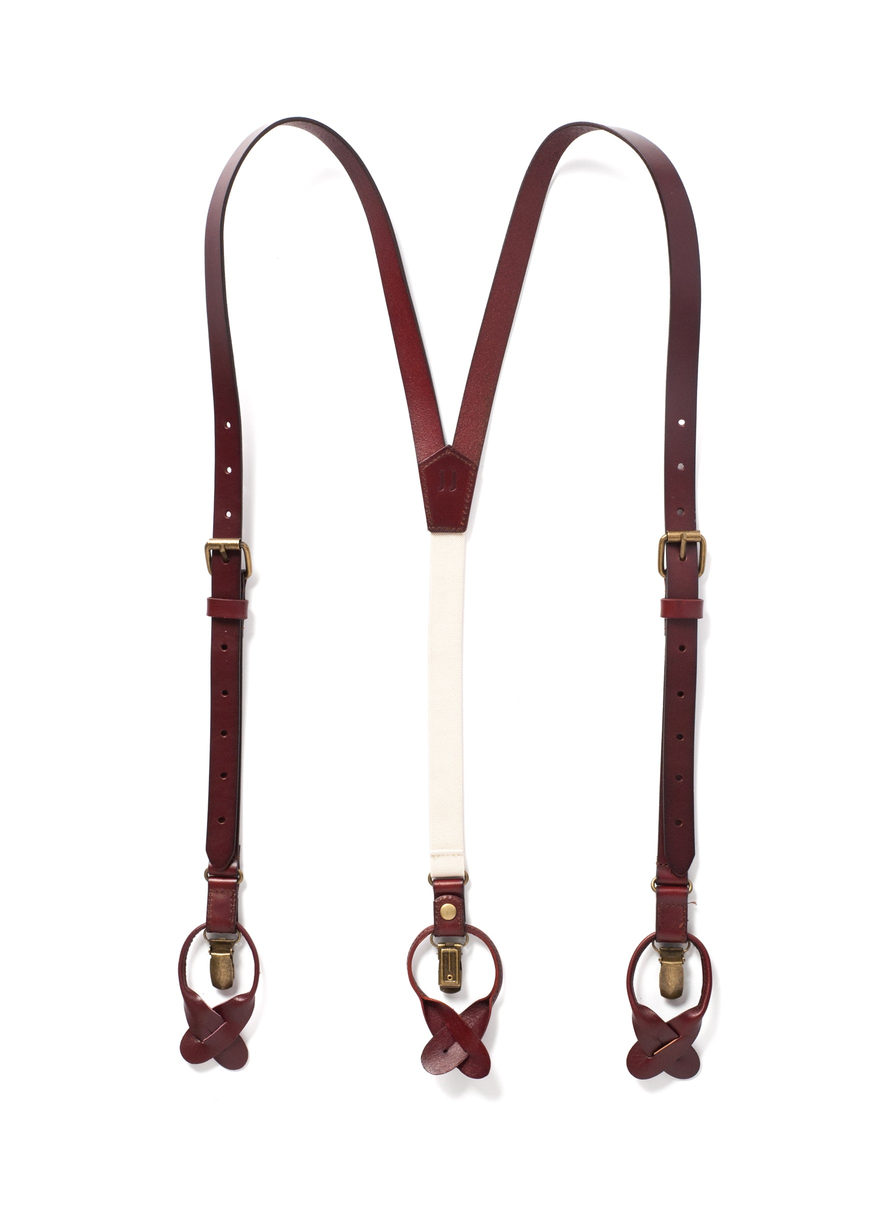 Mens Leather Suspernders - Handcrafted Brown Leather Suspenders