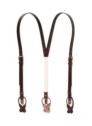 Ringsun Genuine Leather Suspenders for Men, Y Design Leather