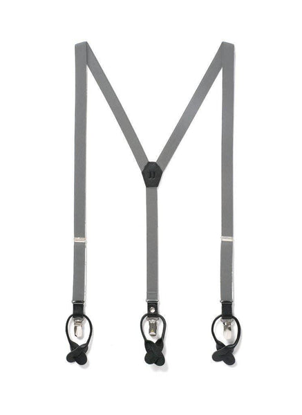 Cool Steel - Skinny Grey Suspenders - JJ Suspenders