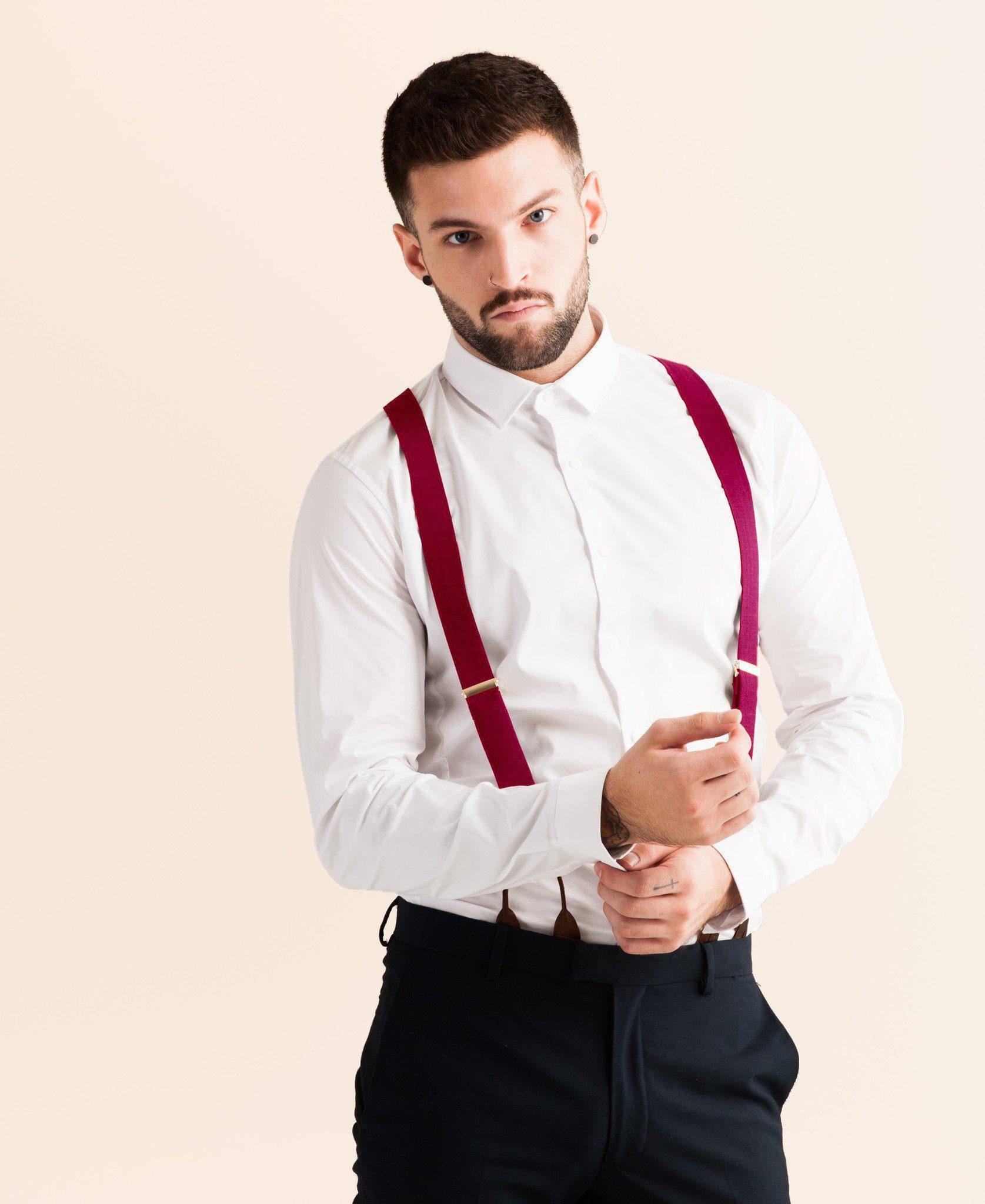 Fine Wine - Classic Burgundy Suspenders - JJ Suspenders