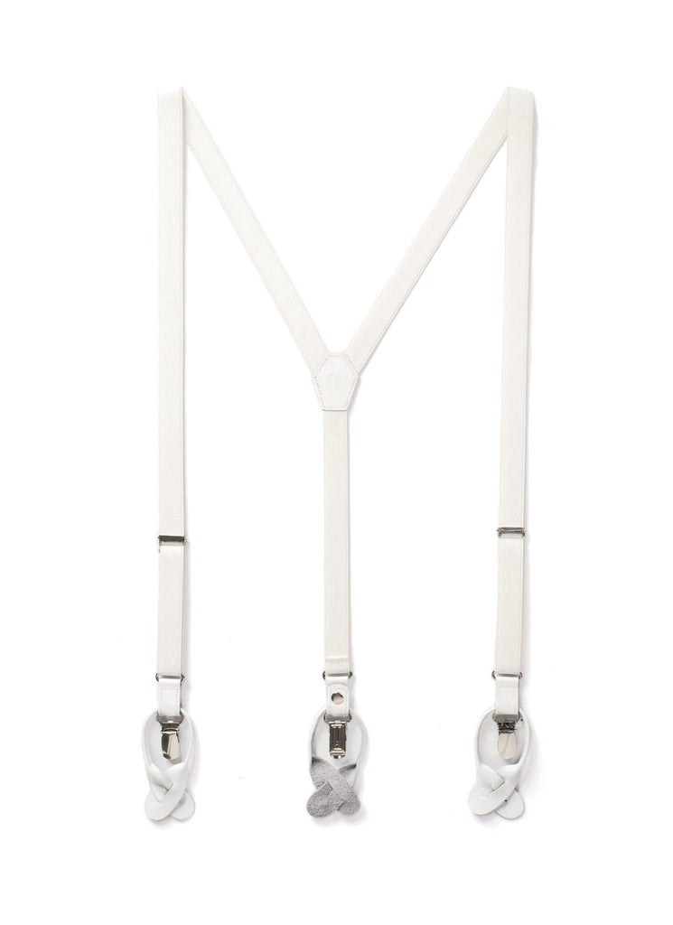 Ice - Skinny White Suspenders - JJ Suspenders
