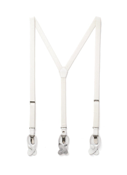 Ice - Skinny White Suspenders - JJ Suspenders