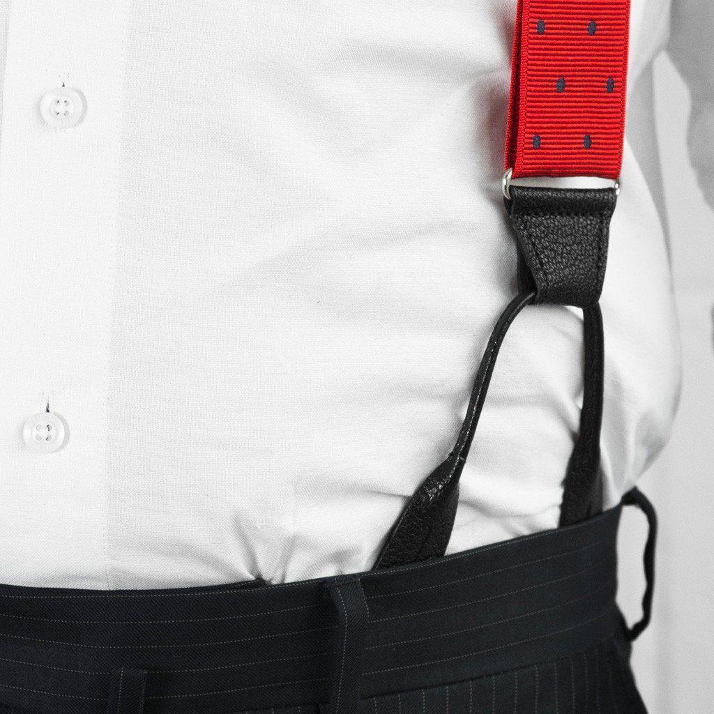 Ink Blot - Spotted Red & Navy Suspenders - JJ Suspenders