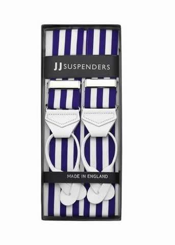 Ivory Violet - Purple & White Striped Suspenders - JJ Suspenders