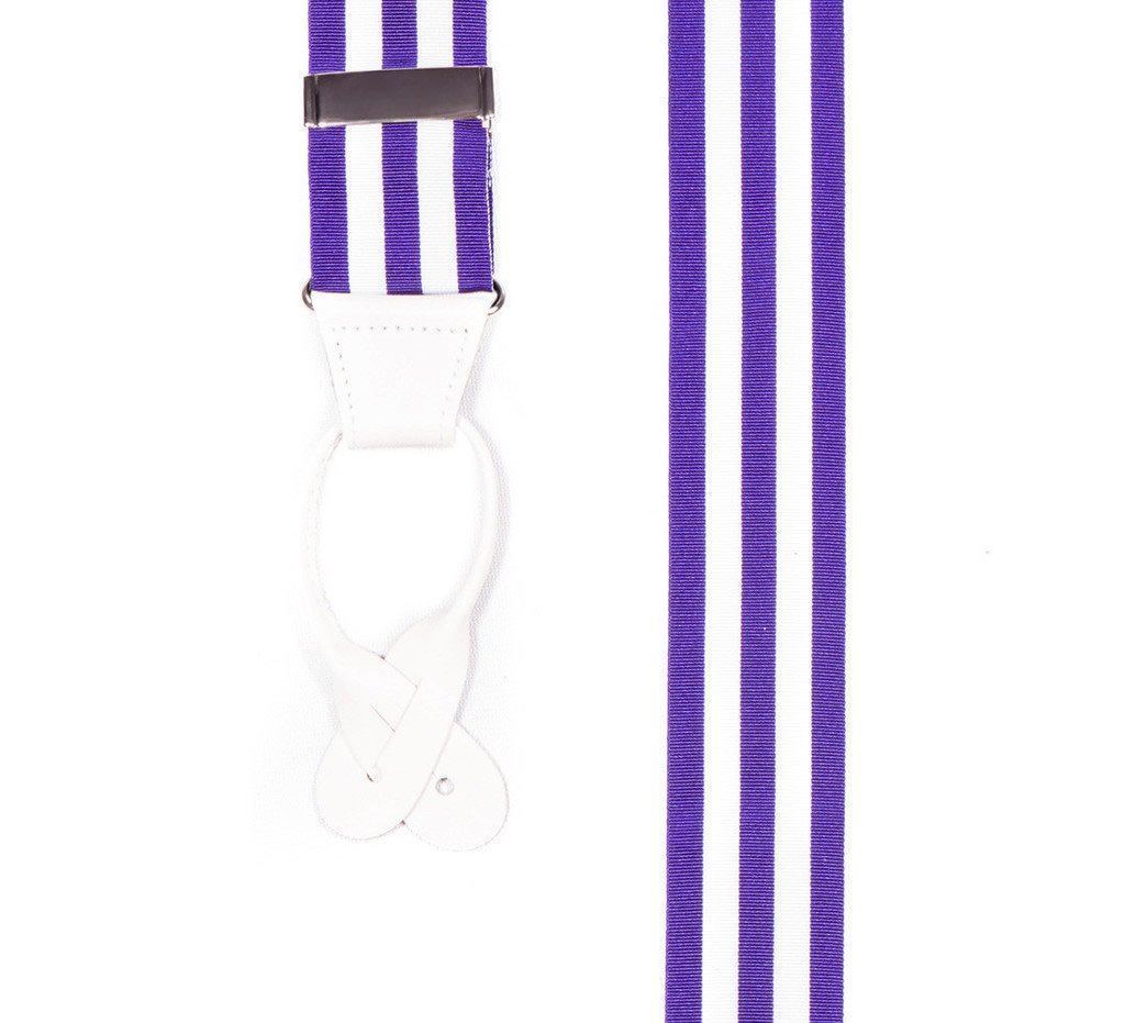 Ivory Violet - Purple & White Striped Suspenders - JJ Suspenders