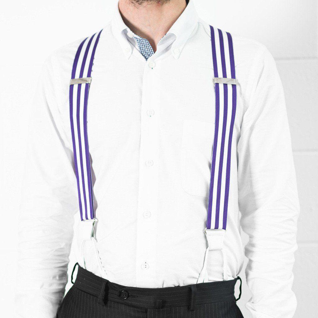 Ivory Violet - Purple & White Striped Suspenders - JJ Suspenders