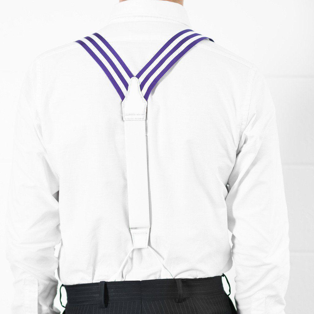 Ivory Violet - Purple & White Striped Suspenders - JJ Suspenders