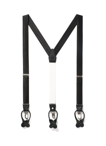 Midnight - Classic Black Silk Suspenders - JJ Suspenders