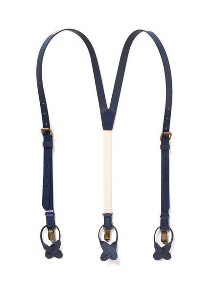 Midnight - Dark Blue Leather Suspenders - JJ Suspenders