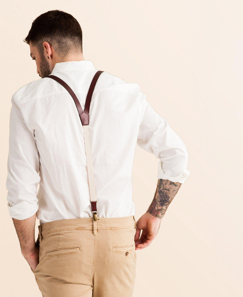 Oxblood - Brown Leather Suspenders - JJ Suspenders