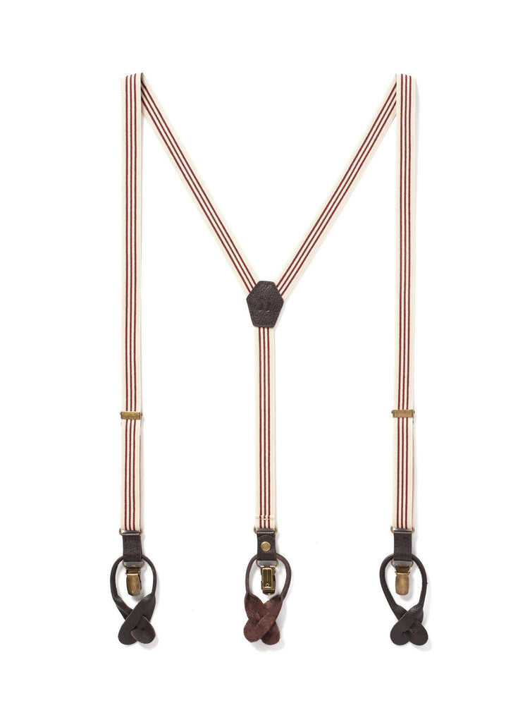 Sand and Fire - Burgundy & Khaki Suspenders - JJ Suspenders