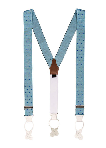 Teal Feel - Spotted Baby Blue Suspenders - JJ Suspenders