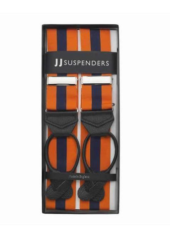 Two to Tang-O - Navy & Orange Striped Suspenders - JJ Suspenders