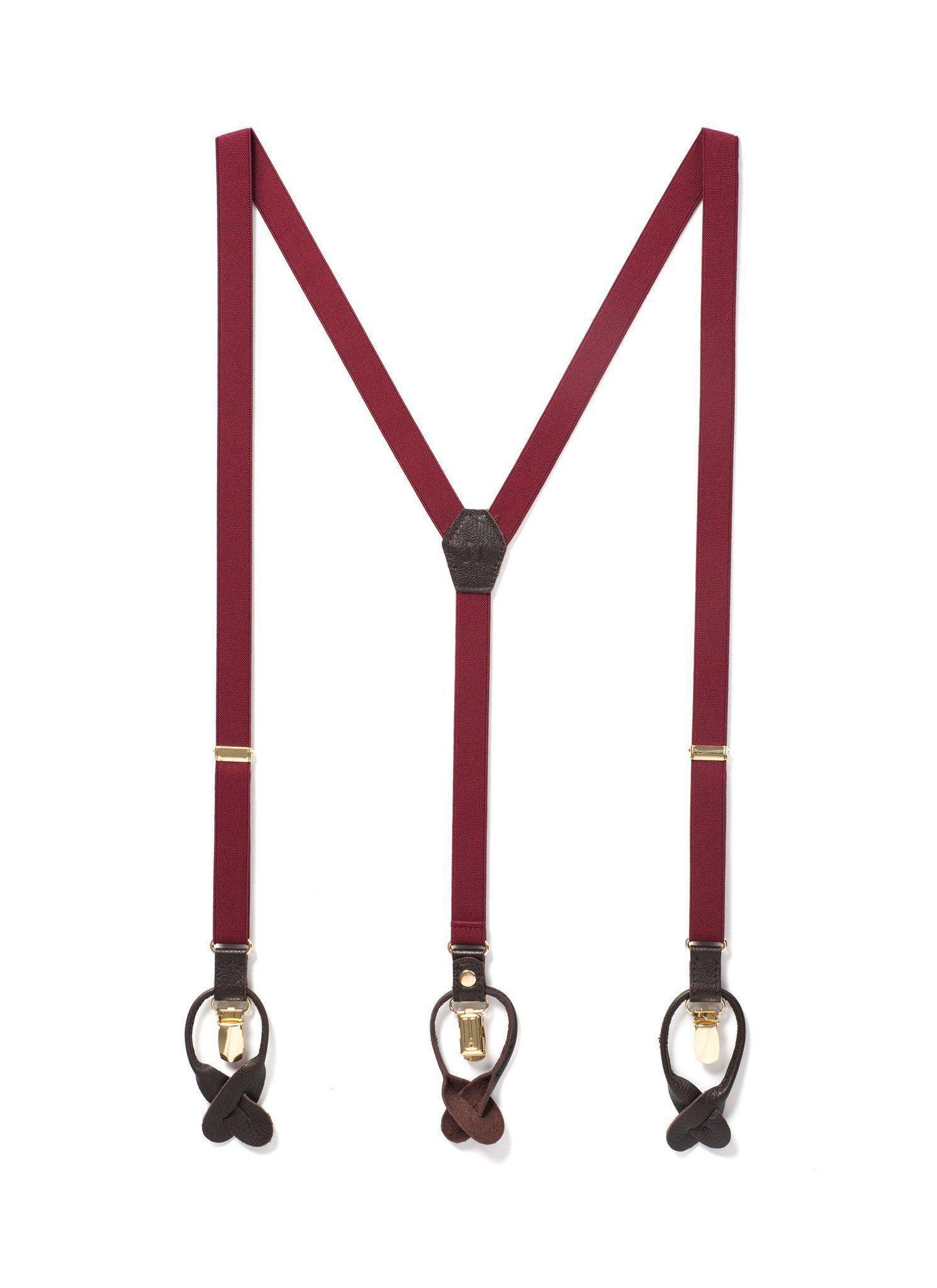 Winter Berry - Skinny Burgundy Suspenders