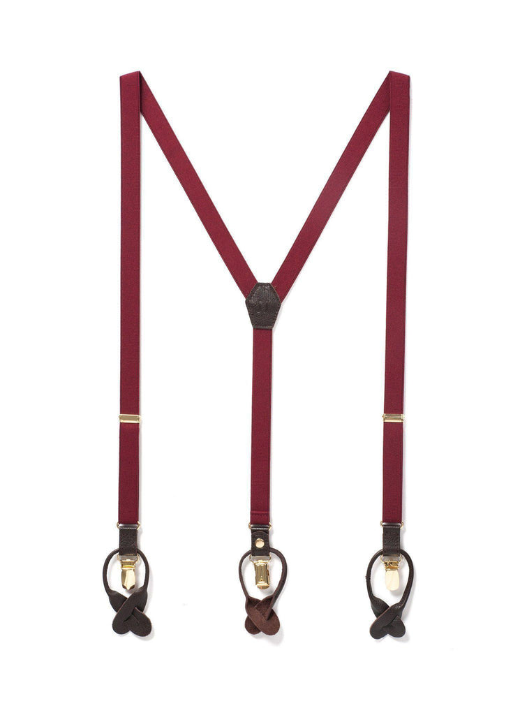 Winter Berry - Skinny Burgundy Suspenders - JJ Suspenders